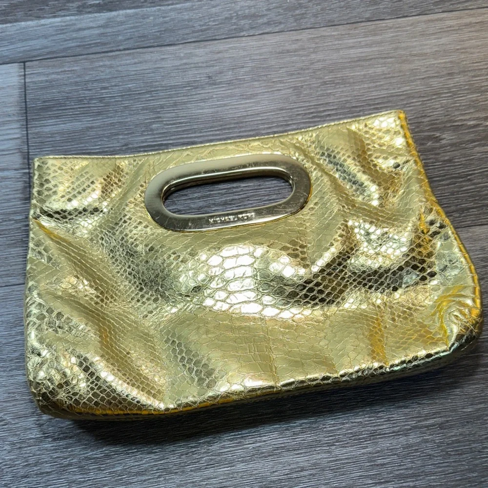 Michael Kors Metallic Gold Snakeskin Clutch handbag